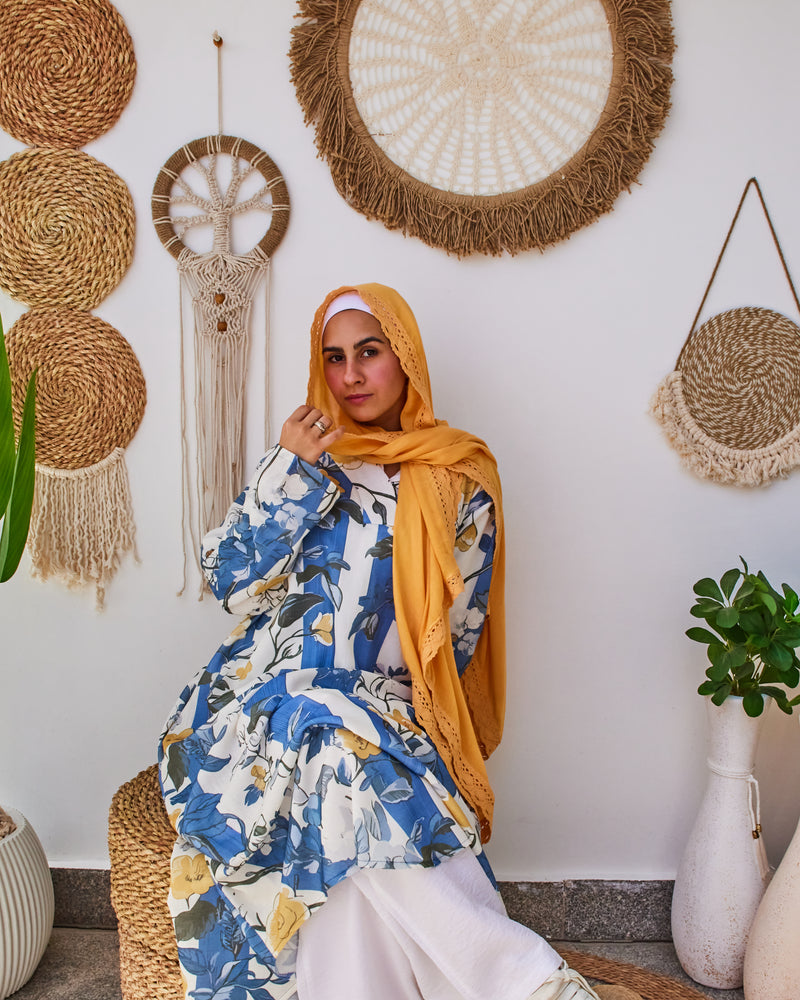 Cotton Scarf with ruffled edges - 71629