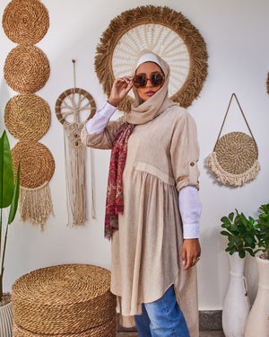 poly Linen Dress -2025038