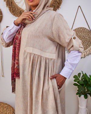 poly Linen Dress -2025038