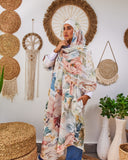 summer printed dress long sleeves - 2025106